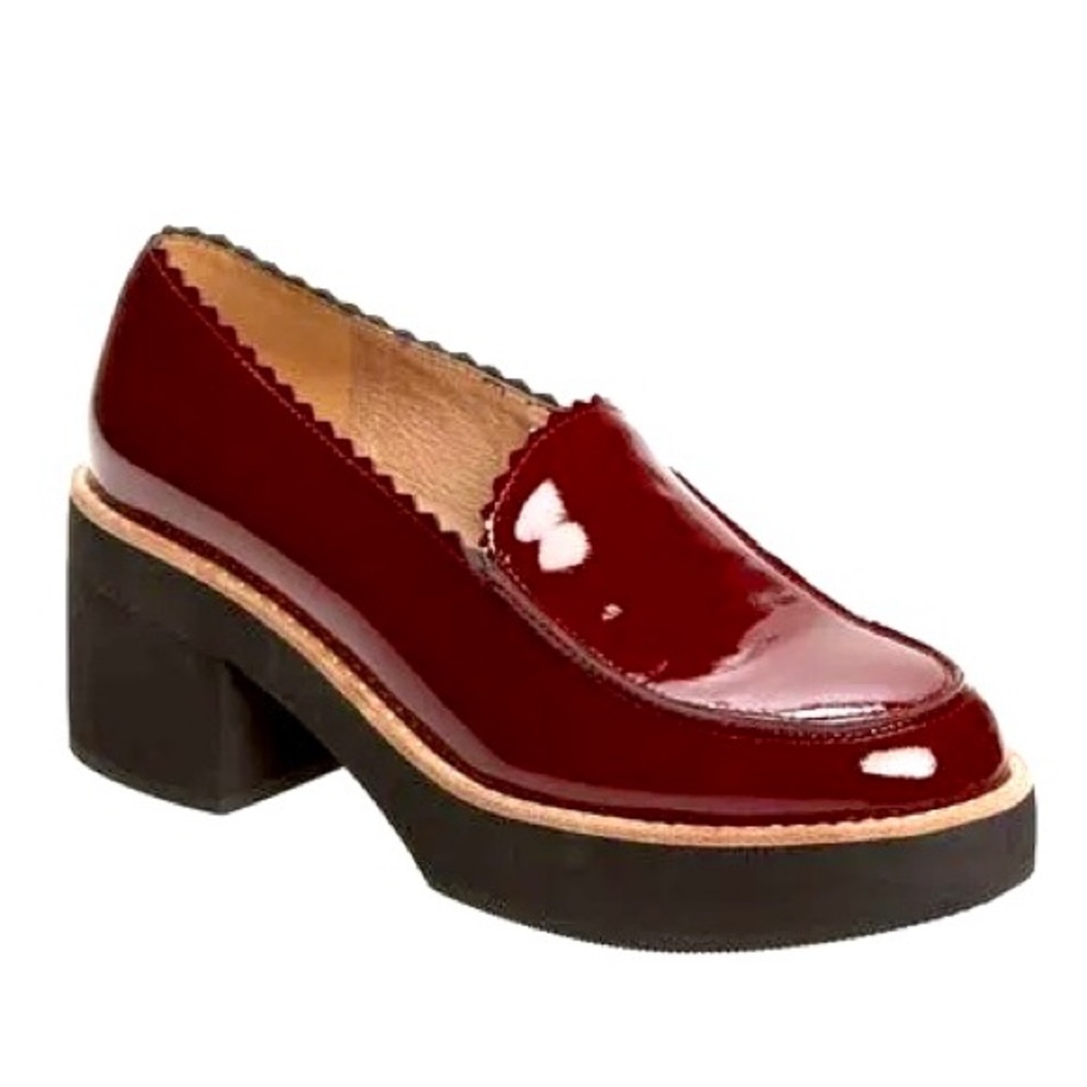 Eileen Fisher Harria Platform Maroon Patent Loafers